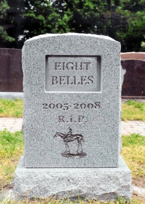 Eight Belles headstone at Churchill Downs by Vivian Grant.