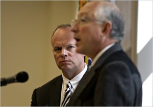 Wyo Governor Matt Mead and Interior Secretary Salazar. AP Image.