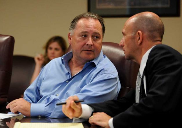 Rick Dutrow listens intently to his attorney. Image by Skip Dickstein / Times Union.