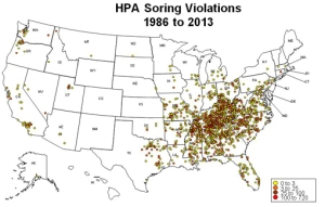 HPA Soring Violations Map 1986-2013